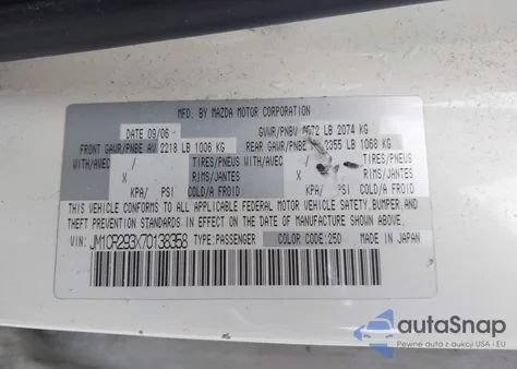 2007 Mazda 5 from USA, damaged, VIN JM1CR293X70138358